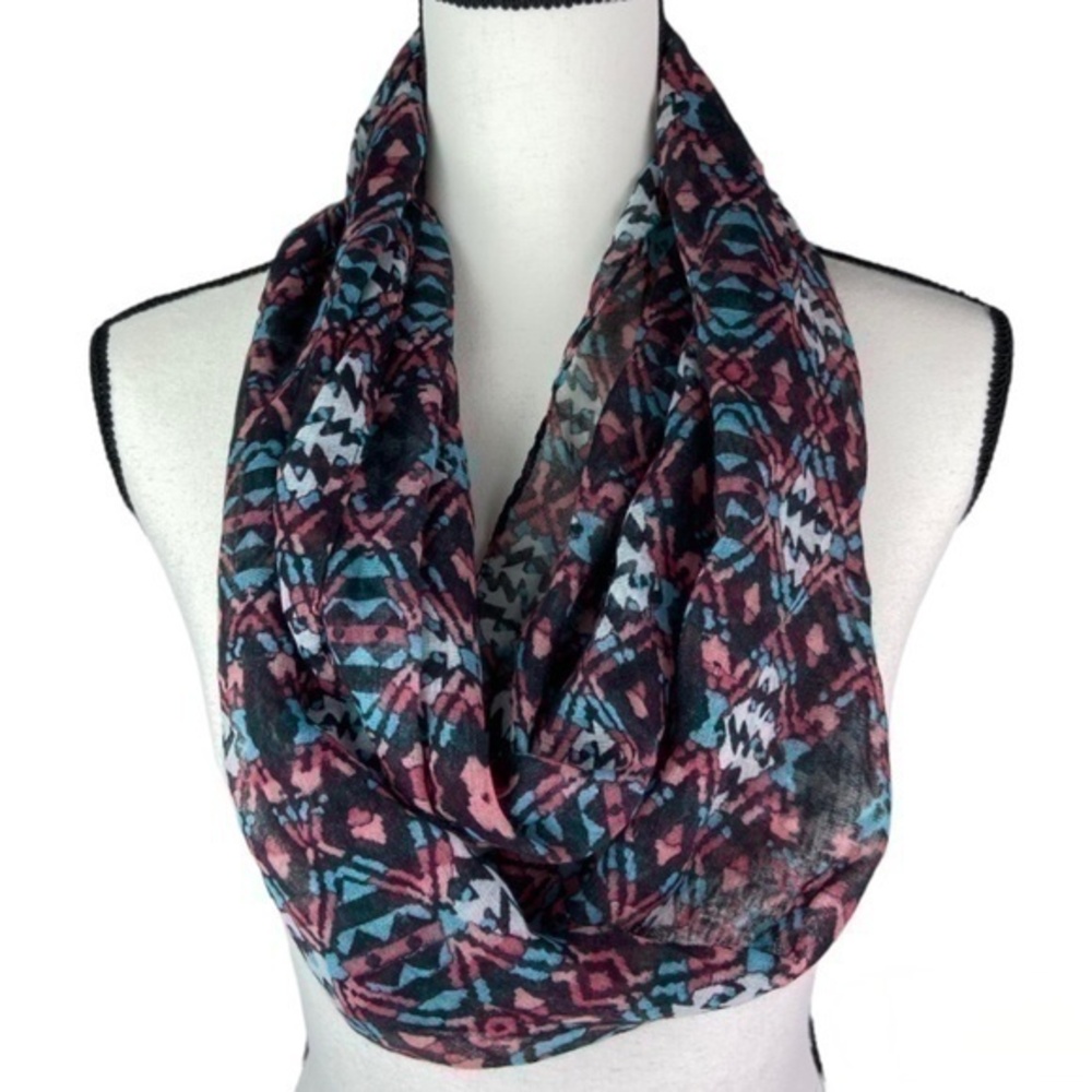 Self Esteem Infinity Scarf Multi Color Geometric Print‎